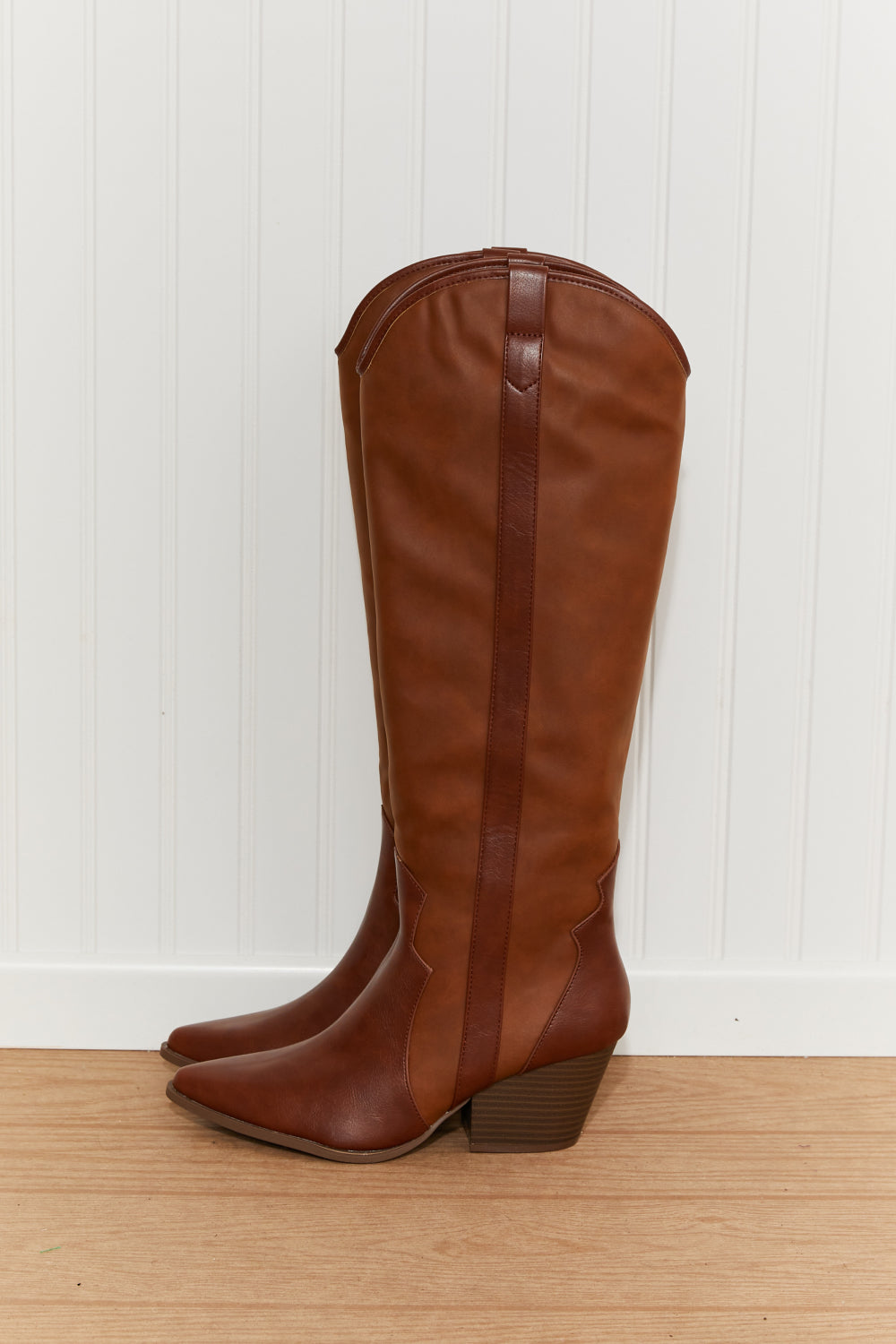 Qupid Countryside Contrast Knee High Cowboy Boots