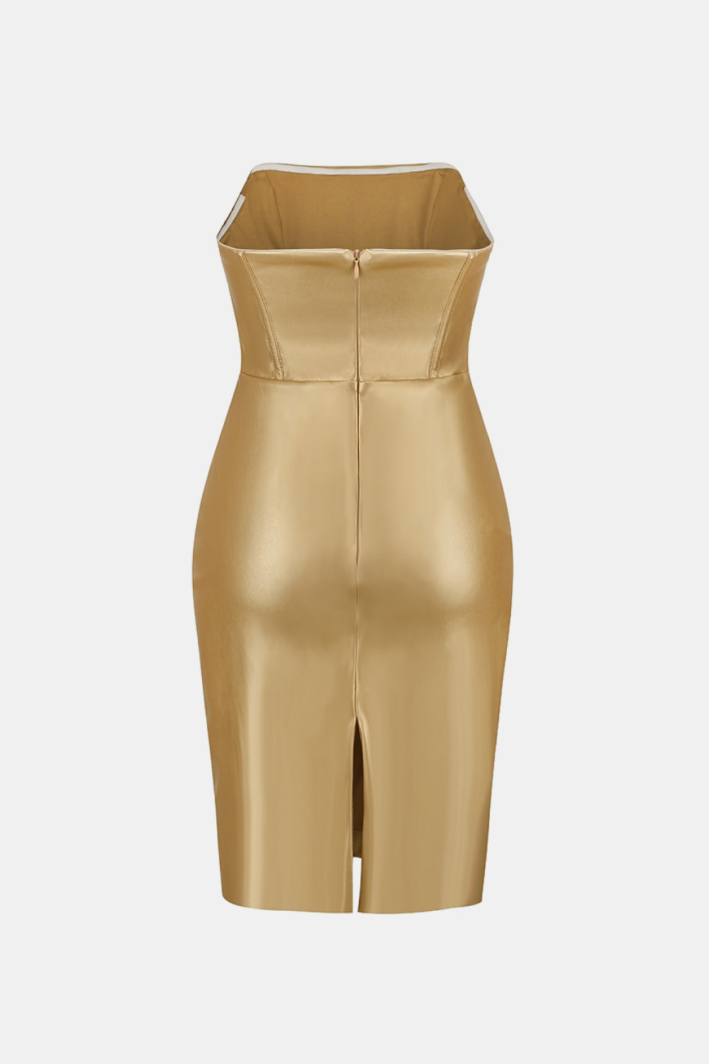 PU Leather Strapless Mini Dress