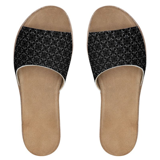 Womens Leather Sliders