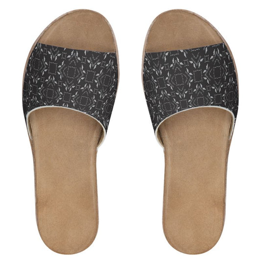 Womens Leather Sliders