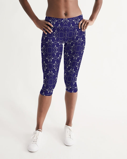 Streamz Blue Diamonds Women's Mid-Rise Capri