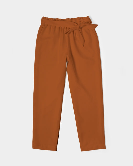 Streamz Brown Trusts & Deeds Women's Belted Tapered Pants