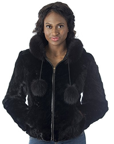 REED Women's Genuine Mink Fur Bomber Jacket -100% Real Fur