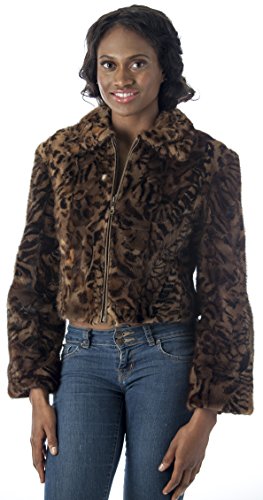REED Women's Genuine Mink Fur Bomber Jacket -100% Real Fur