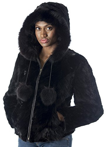 REED Women's Genuine Mink Fur Bomber Jacket -100% Real Fur