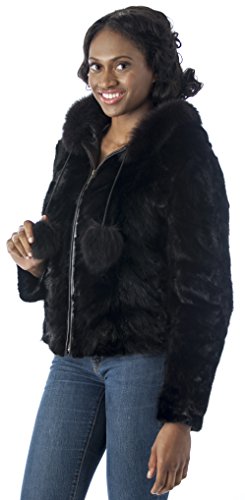 REED Women's Genuine Mink Fur Bomber Jacket -100% Real Fur