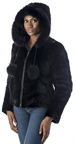 REED Women's Genuine Mink Fur Bomber Jacket -100% Real Fur