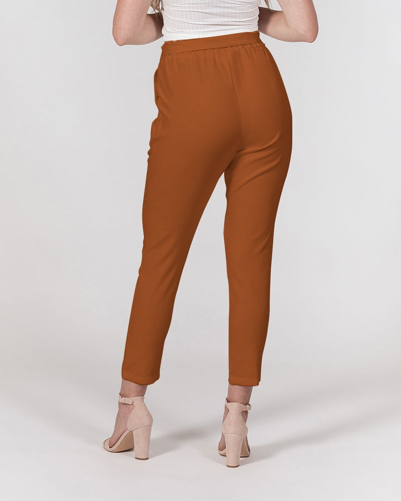 Streamz Brown Trusts & Deeds Women's Belted Tapered Pants